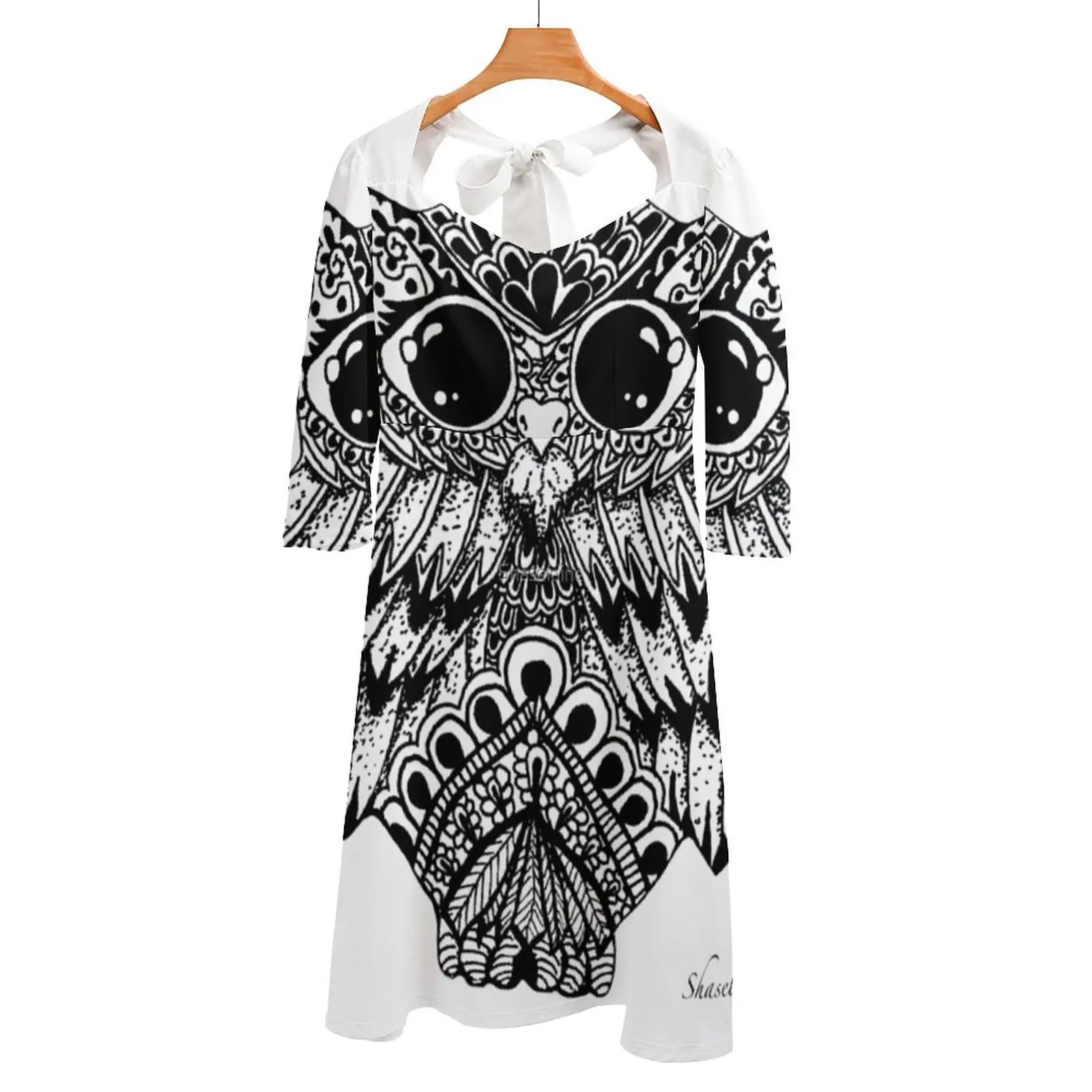 

Mandala Owl Square Neck Dress Summer Dress Women Elegant Halter Print Dress Owl Owl Drawing Mandala Mandalas Mandala Owl Zen