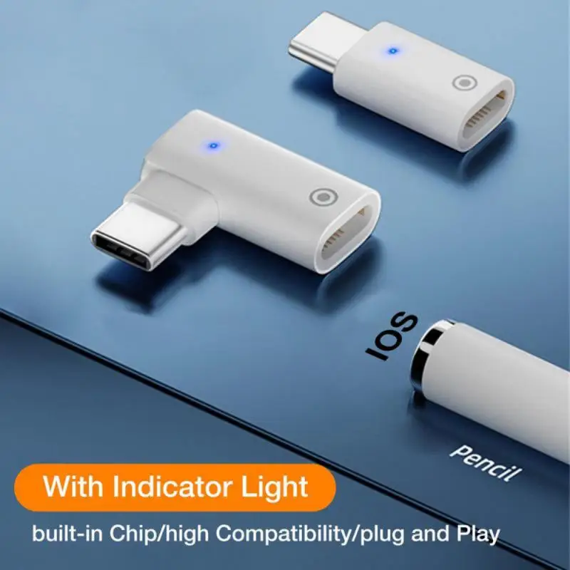 Charging Converter Adapter For Apple Pencil 1st Generation Connector Charger With Indicator Light