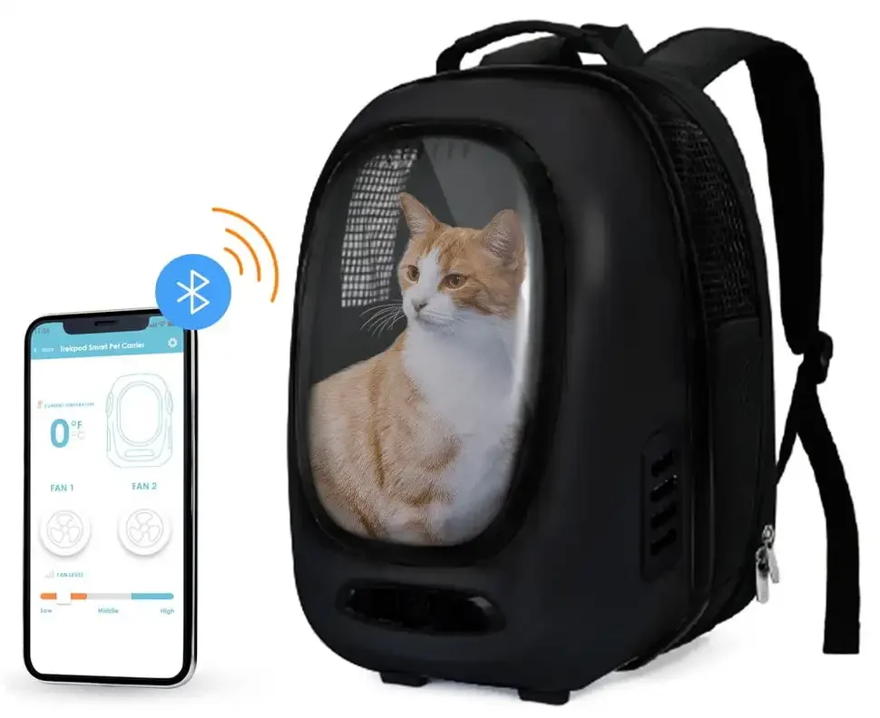 

Smart pet backpack, suitable for cats and dogs, weighing no more than 17 pounds, intelligent temperature, 5V USB portable socket
