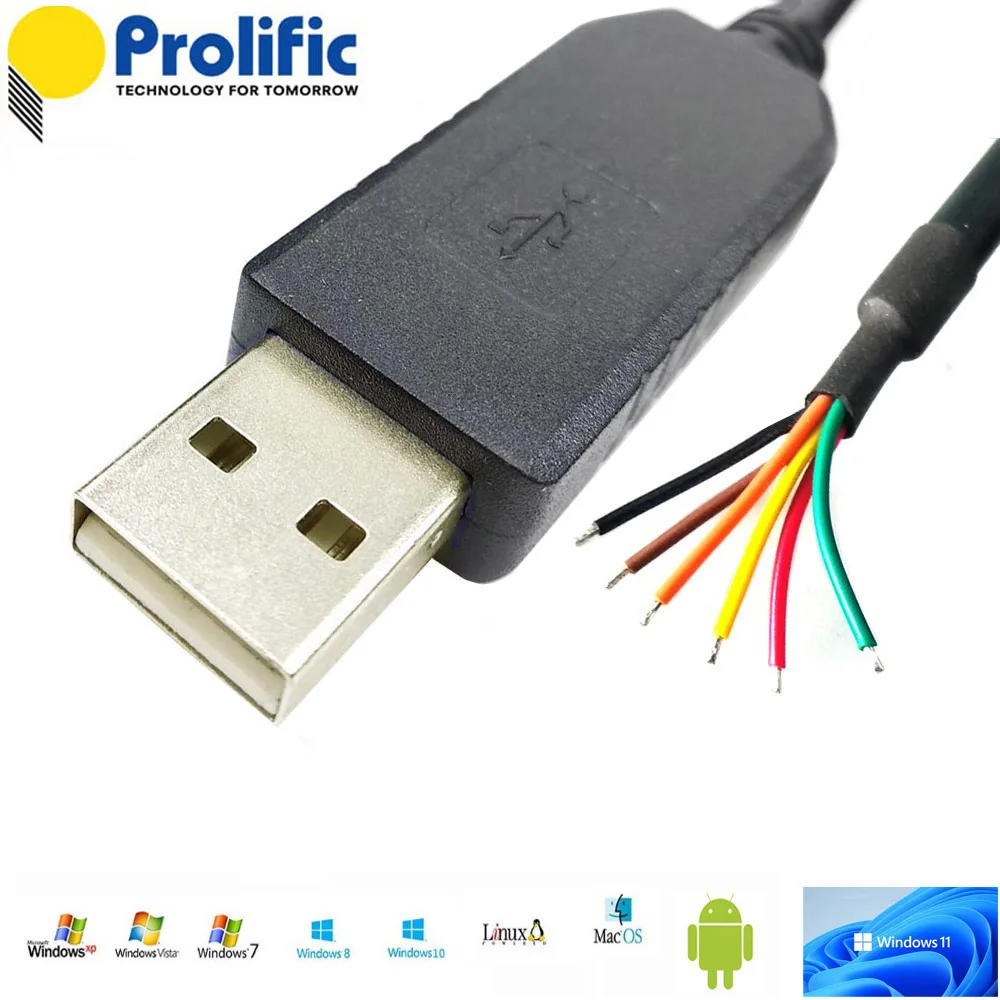

Prolific PL2303HXD USB to UART TTL 3V3 WE 1800 Wire End Serial Cable for PLC MCU CPU Flashing Download Upgrade Programming