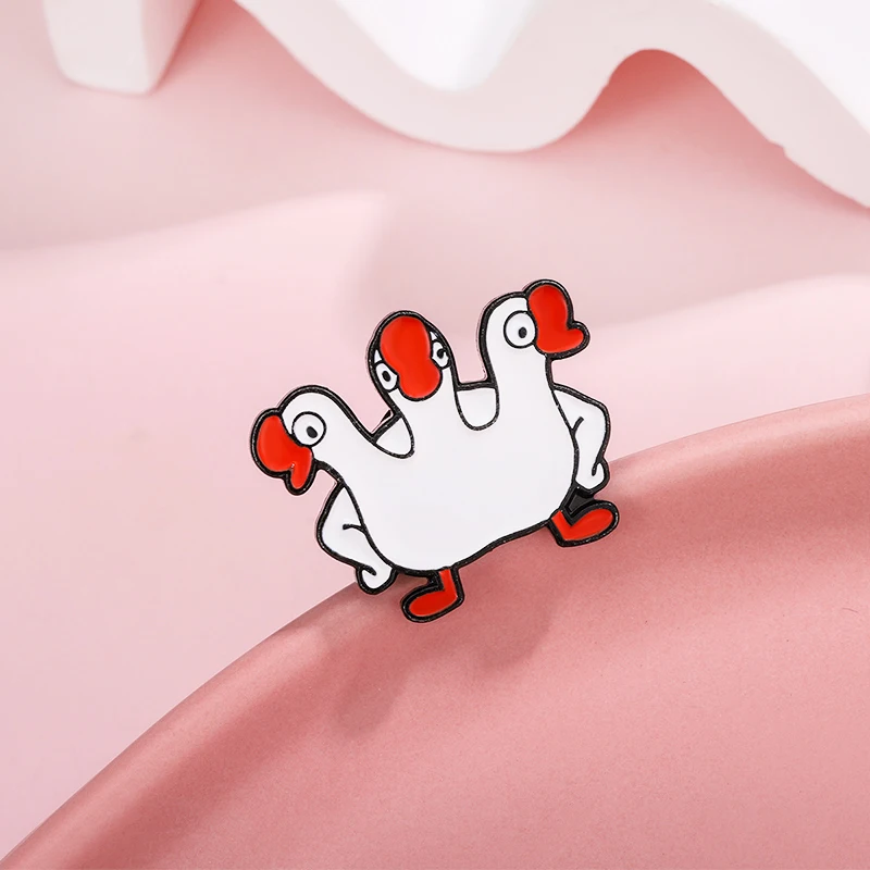 Милые броши с животными трехголовая утка сердце любви большой белый гусь леди