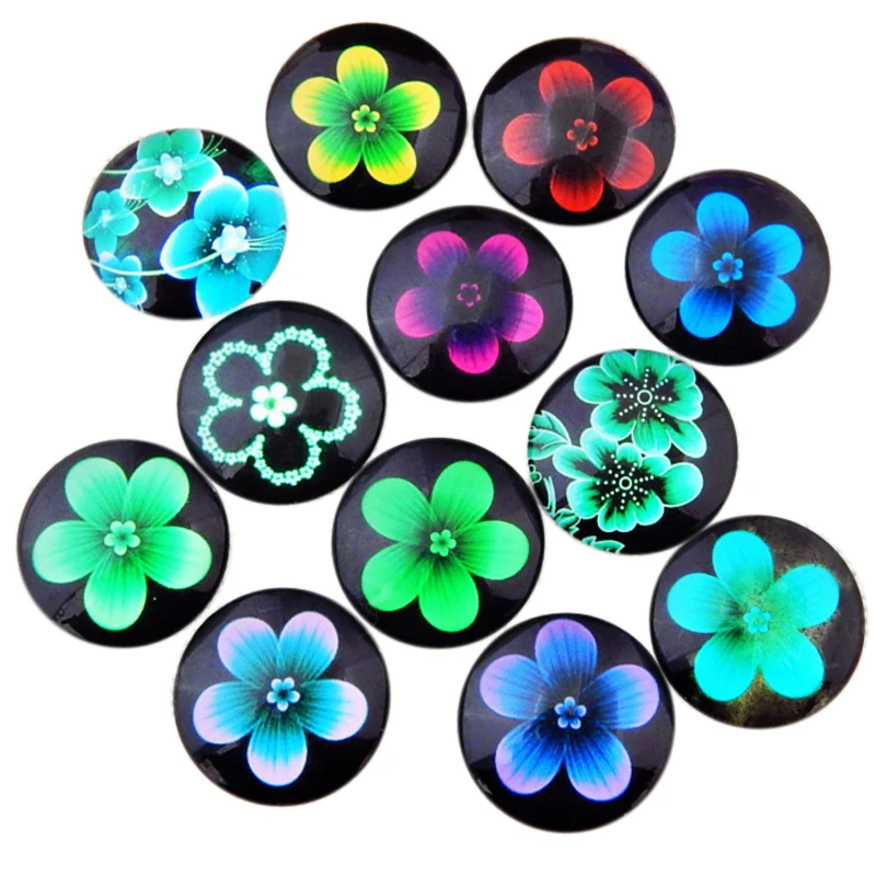 

24pcs 20mm DIY jewelry accessories small flower pattern glass patch gem wholesale