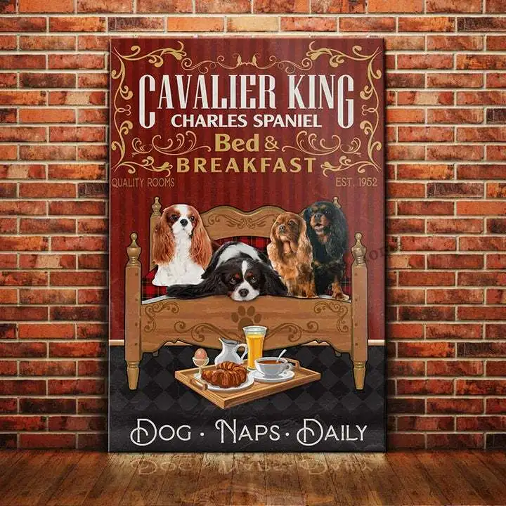 

Cavalier King Charles Spaniel Dog Animal Metal Sign Tin Plaque Coffee Retro Wall Home Bar Pub Vintage Cafe Decor, 8x12 Inch