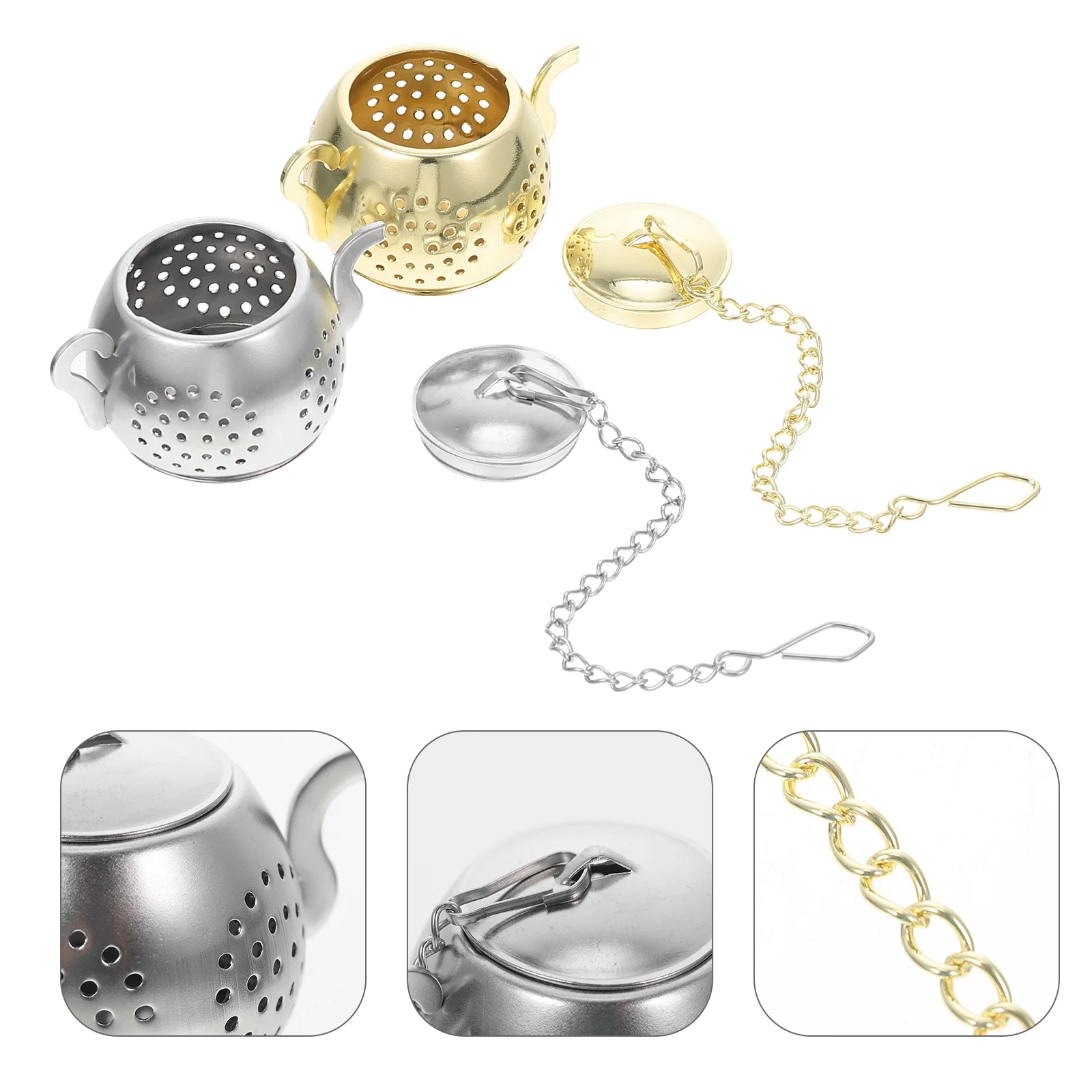 

Tea Infuser Strainer Loose Mesh Steeper Filter Leafsilver Coffeestrainers Basket Fruit Insert Tool Metal Fine Kung Reusable