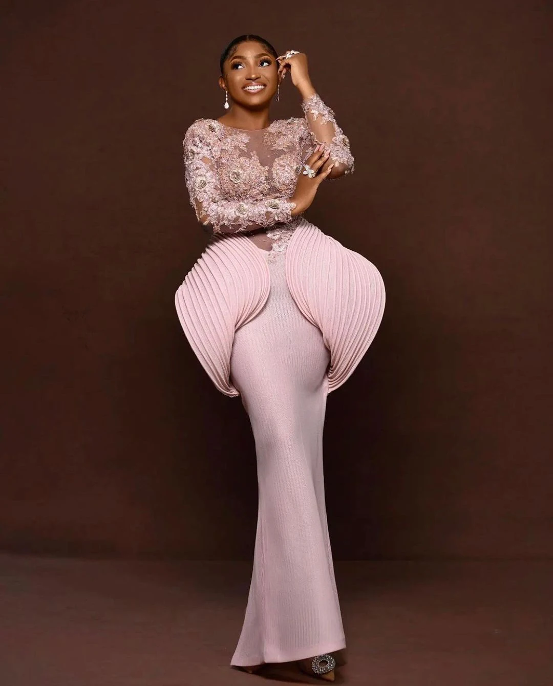 Размера плюс Sccop платья для выпускного вечера с оборками Кружевная аппликация 3D