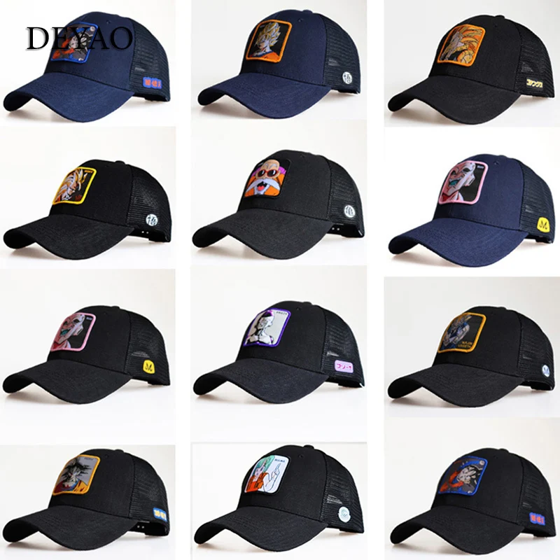 

Бейсболка с аниме вышивкой Goku, летняя воздухопроницаемая Кепка для мальчиков и девочек, в стиле хип-хоп