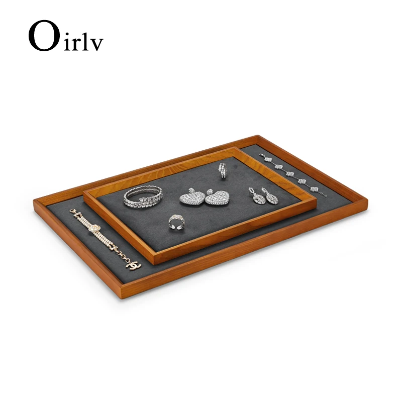 Oirlv Wooden Flat Jewelry Tray For Necklace Bracelet Earrings Watch Rectangle  Jewelry Organizer Tray for Jewelry