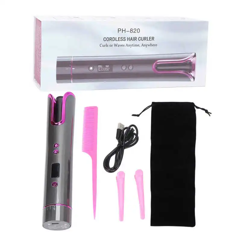 

Rechargeable Portable Automatic Hair Curler Women Hair Curling Iron LCD Display Ceramic Curly Curling Wave Wand SalonHair Styler