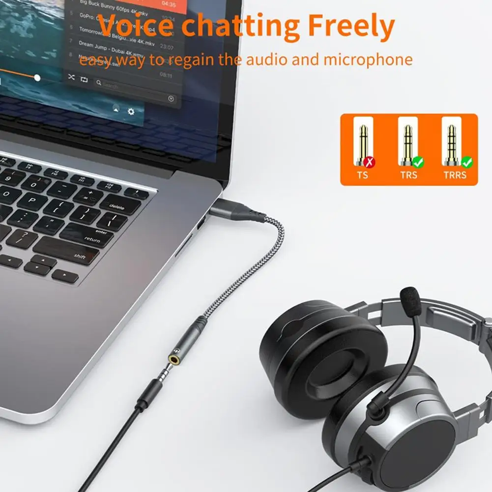 

Аудиокабель 2 в 1 с разъемом Usb C и штекером 3,5 мм для наушников