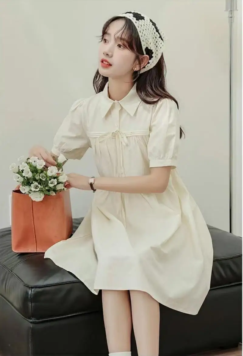 Женское платье-рубашка с отложным воротником повседневное элегантное