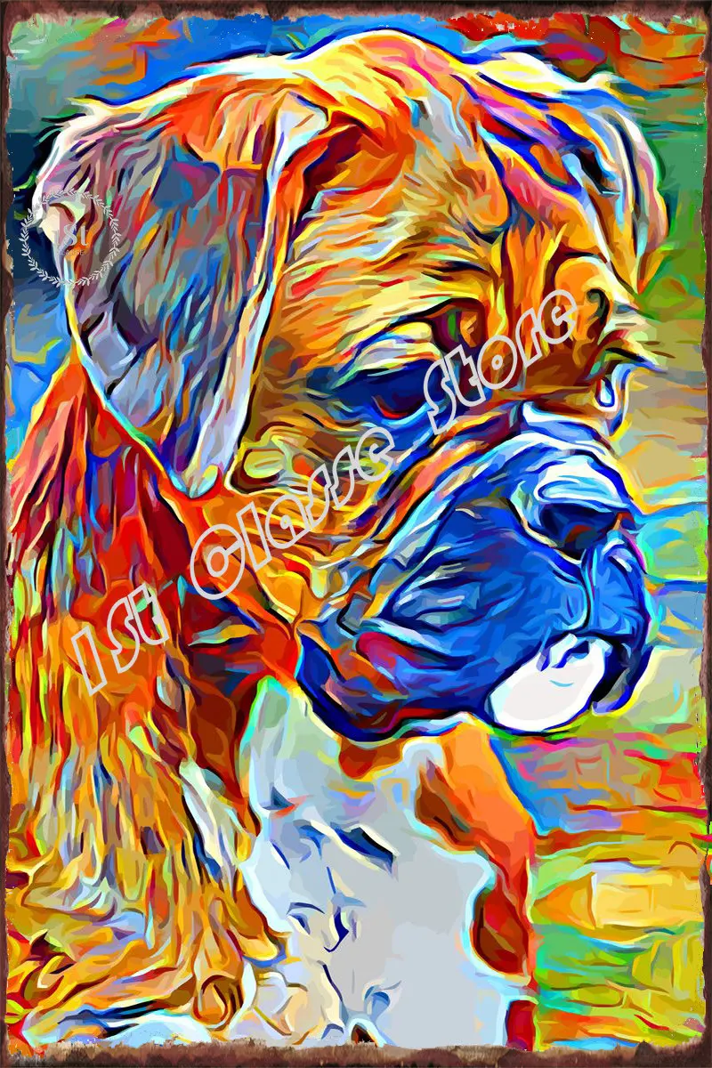 

Boxer Dog Retro Vintage Metal Sign Tin Sign Tin Plates Wall Decor Room Decoration For Art Pub Home Club Man Cave Cafe