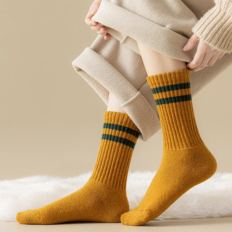 

Ribbed Socks Women Stripe Comfortable Soft Cotton Sock Woman Simple Japanese Fashion Long Girl Autumn Winter Thick Ladies Sock