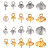 30pcs stainless steel bead caps clasps hooks top drilled beads end caps diy charms connectors jewelry findings accessories