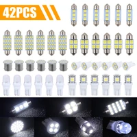42pcs car interior light t10 w5w led bulb combination 6000k white interior map dome door trunk license plate light accessories
