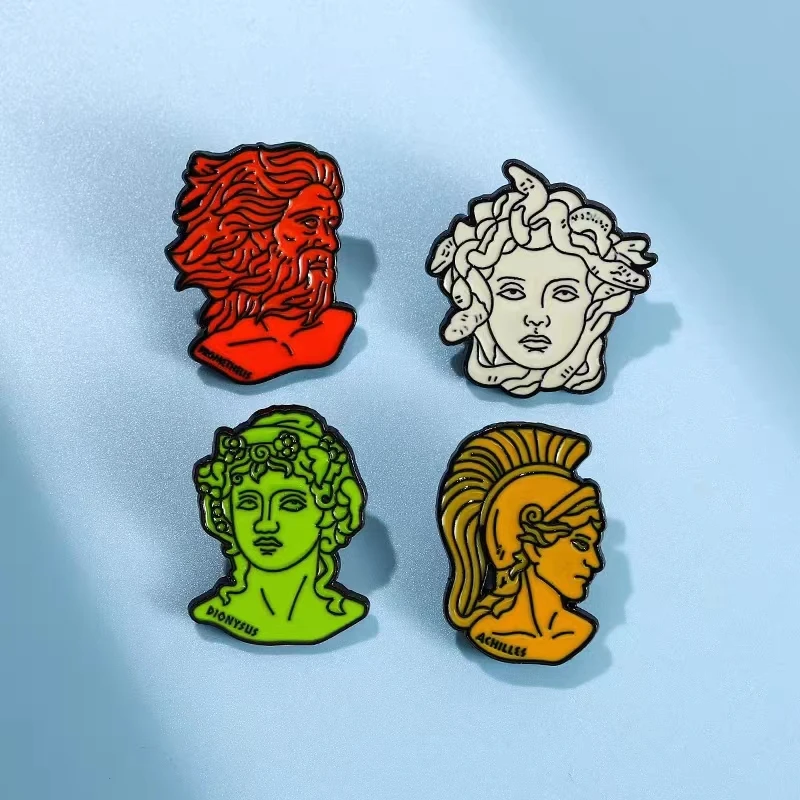 Эмалированные булавки Mythos, индивидуальные броши в виде статуи прометеуса, Диониса, значки на лацкан, Художественная Скульптура, медаль, ювелирные изделия, подарки, оптовая продажа