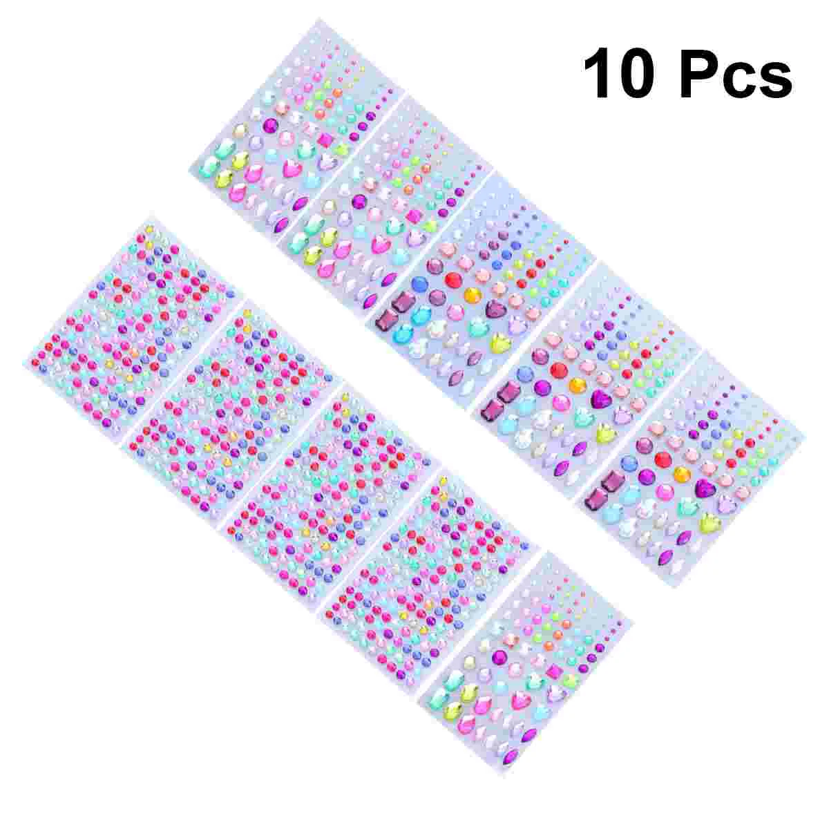 

10 Sheet Rhinestone Stickers Self-adhesive Gems Stickers Stickers DIY Crafts Supplies for