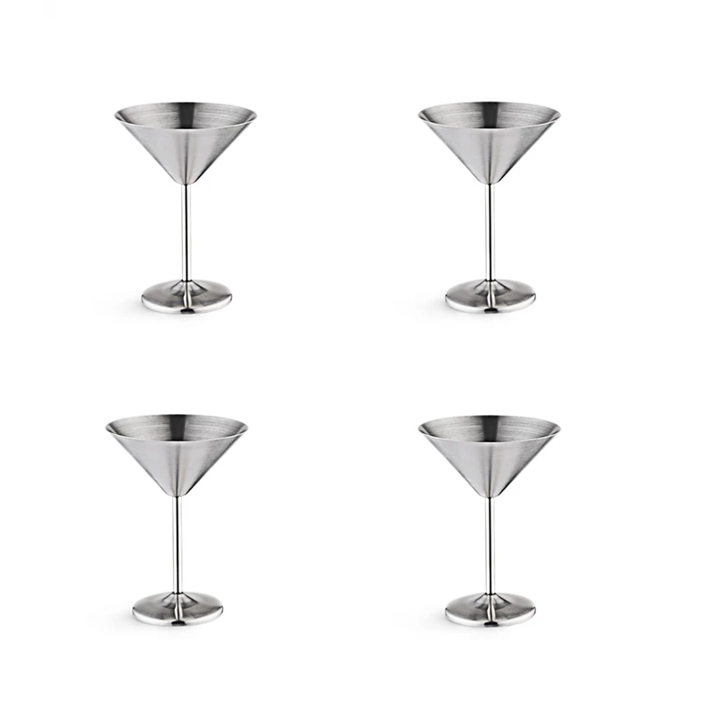 

Набор из 4 стаканов для мартини из нержавеющей стали, 8 унций, металлические Коктейльные очки, небьющиеся, прочные, зеркальная полированная о...