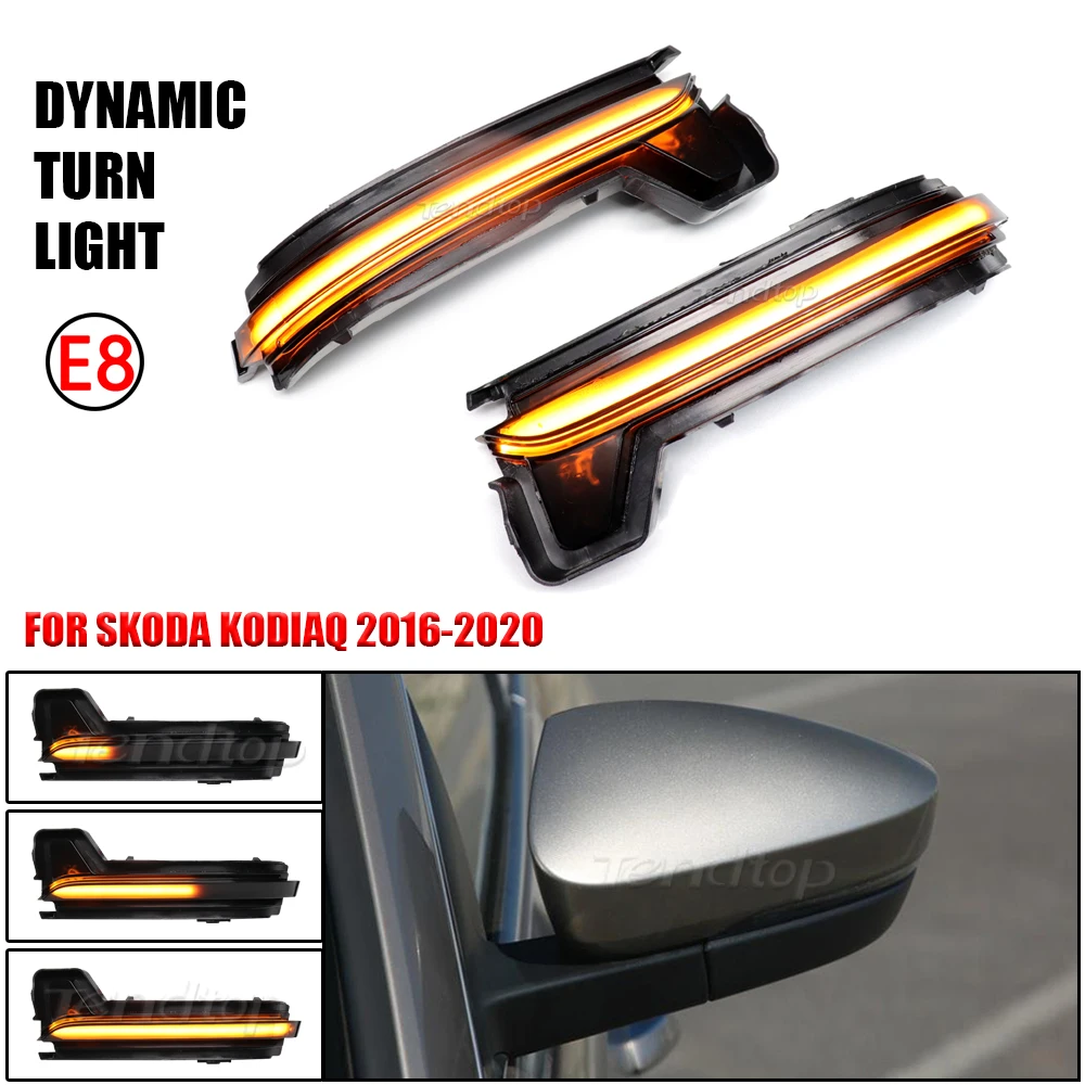 

Pair For Skoda Kodiaq 2016 2017 2018 2019 2020 LED Dynamic Turn Signal Lamp Side Mirror Light Sequential Indicator