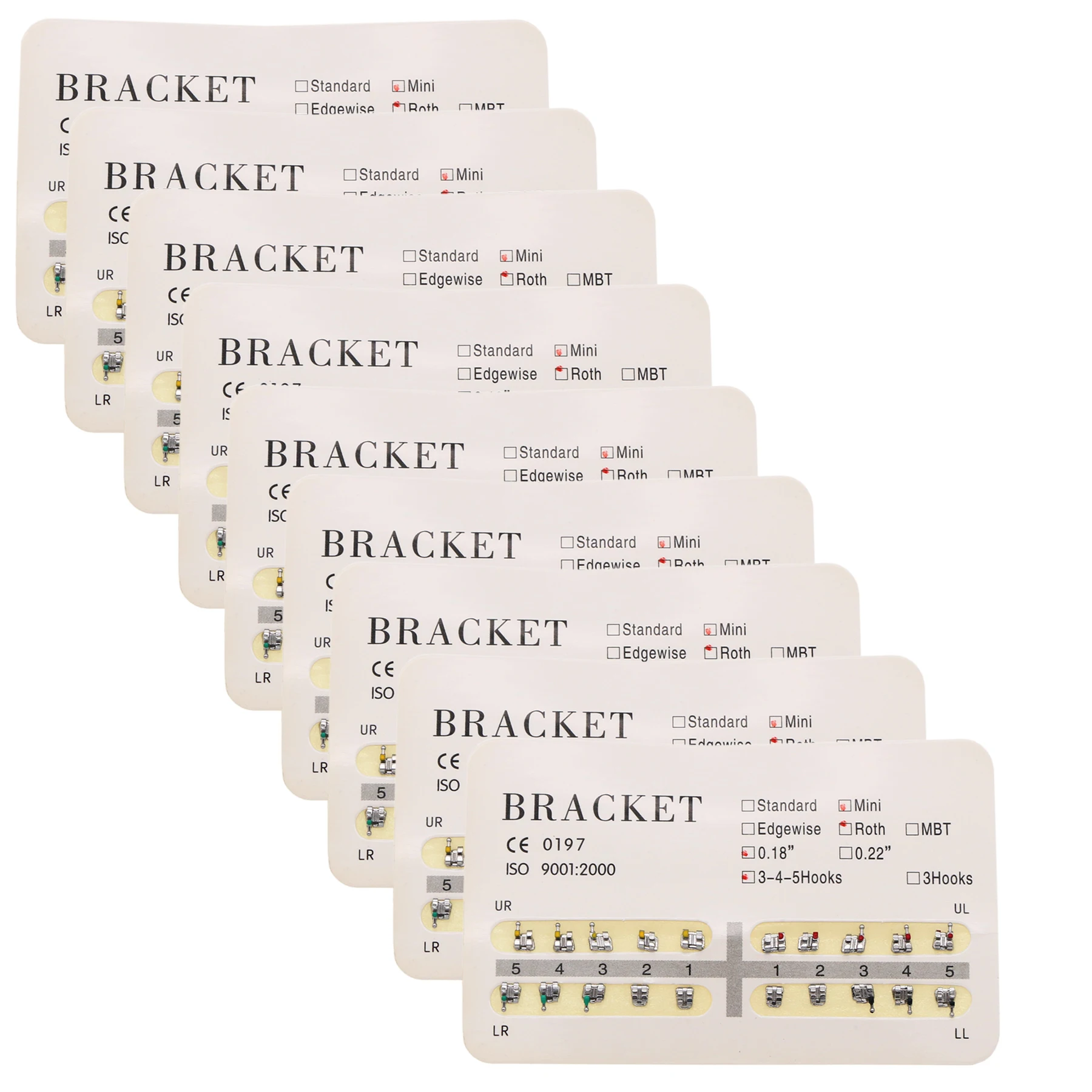 

10 Sets/200pcs Dental Orthodontic Metal Bracket Braces Mini ROTH 018 Slot Mesh Below With 3 4 5 Hooks Laser Mark