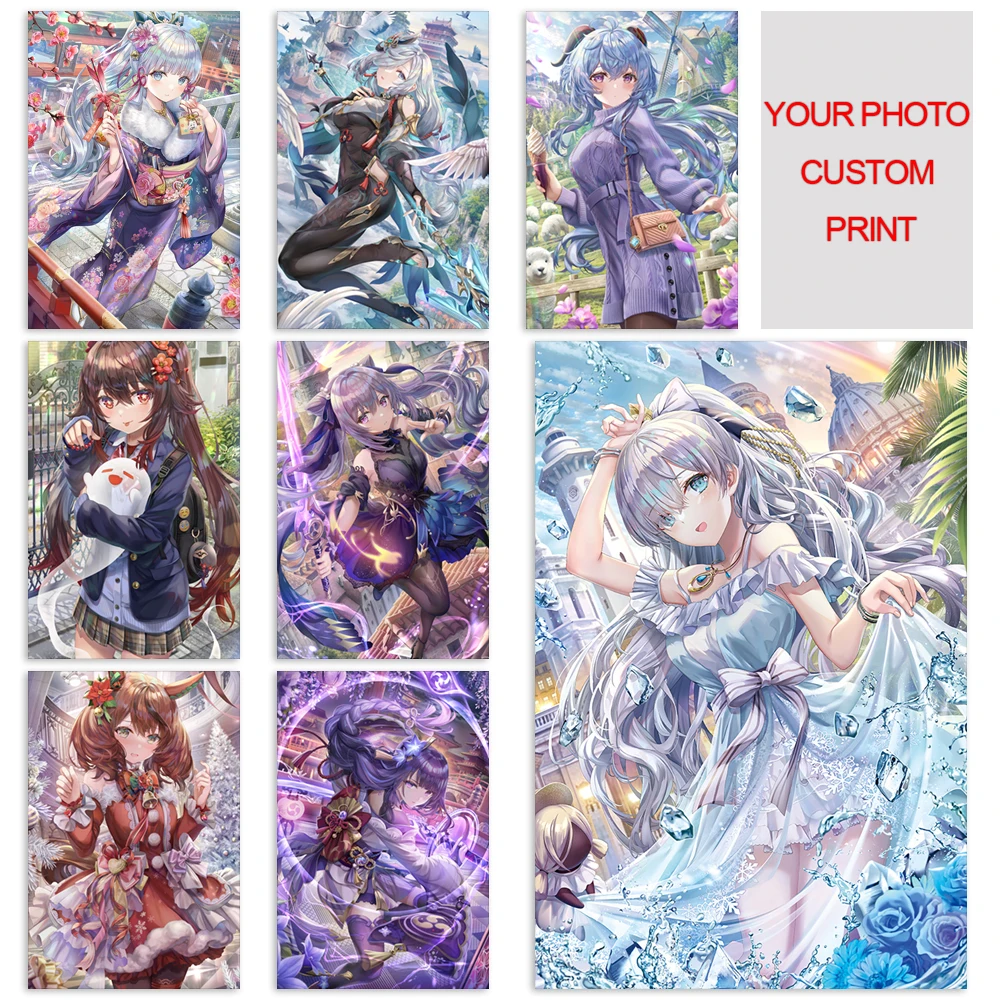 

Genshin Impact Canvas Painting Ganyu Hutao Art Poster Klee Picture Lisa Painting Mural Home Children Room Wall Aesthetic Decor