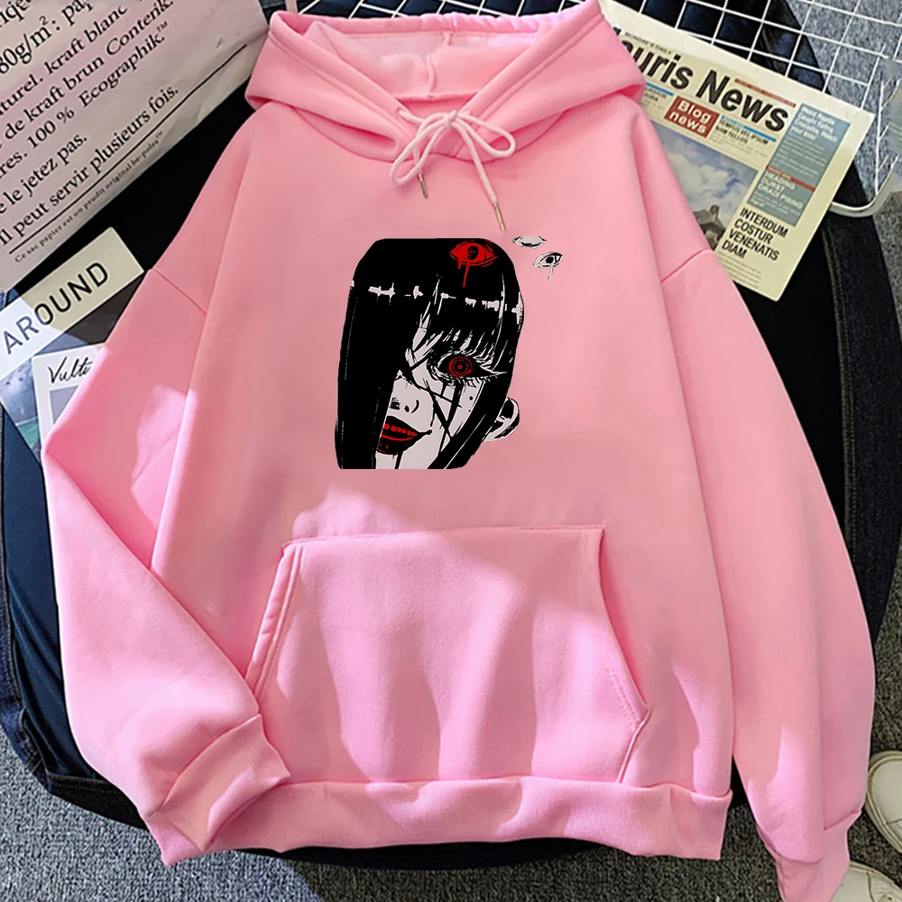 

Junji Ito Maniac A Horrible Woman with Bleeding Eyes Anime Hoodie MEN Gothic Long Sleeve Sweatshirt Four Seasons Harajuku Fleece