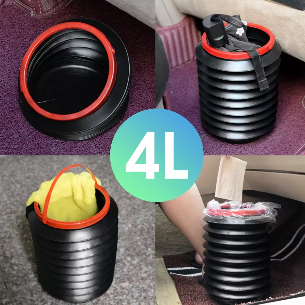 

Car Waste Bins Telescopic 4L Bucket Trash Can Car Garbage Plastic Storage Bucket Dustbin Trash Cans Case Holder