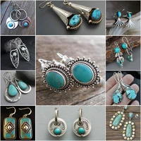 new trendy silver color womens earrings green stone hoop drop earrings for women bohemia earrings engagement party jewelry