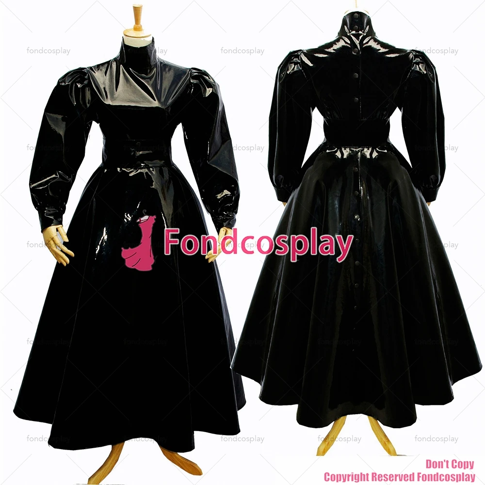 

tailor-made sexy adult dressing cross maid sissy long lolita gothic punk black heavy pvc dress costume cosplay tv/cd[g282]