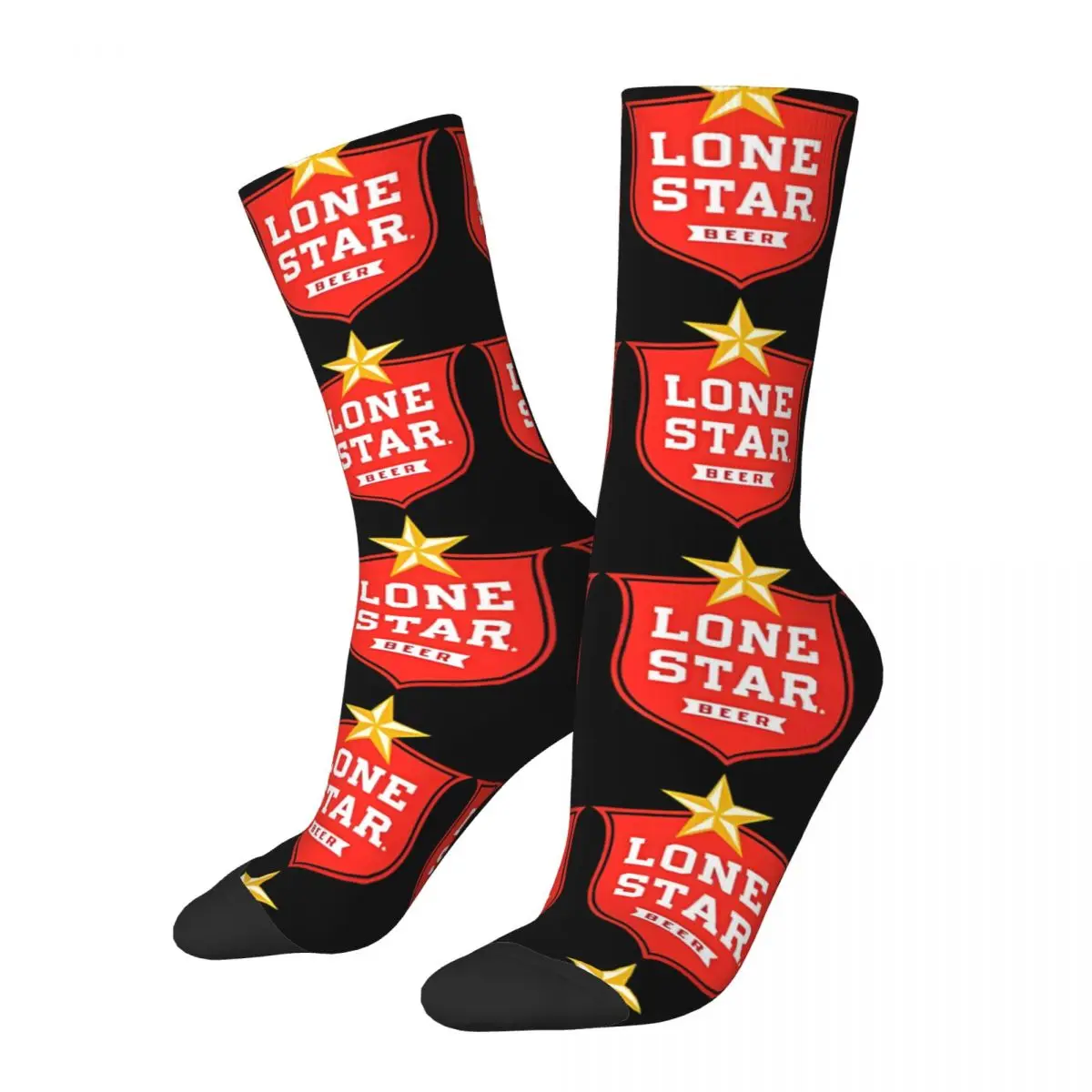 

Vintage The Red Star Men's Socks Beer Drinks Unisex Street Style Seamless Printed Happy Crew Sock Gift