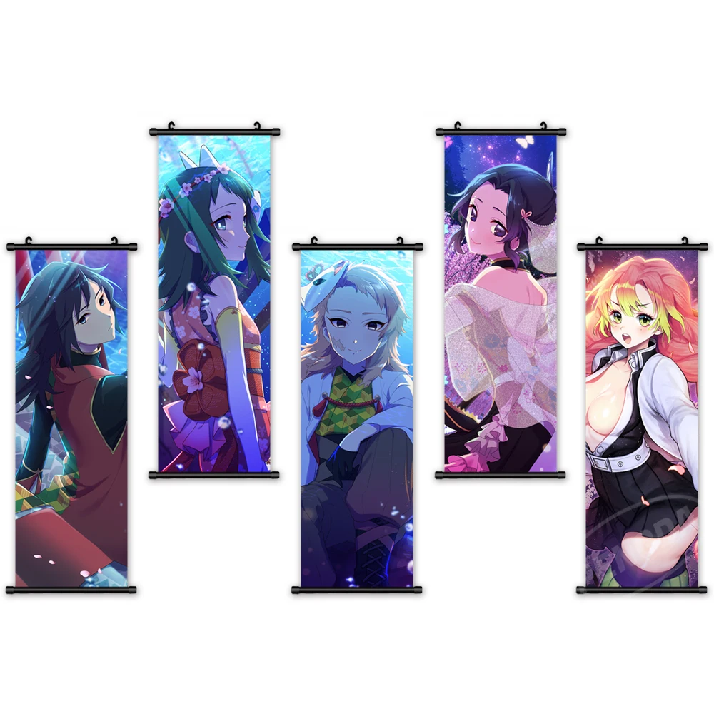 

Modern Demon Slayer Japanese Wall Art Pictures Scroll Anime Canvas Solid PVC for Home Decoration Print Poster Hanging Painting