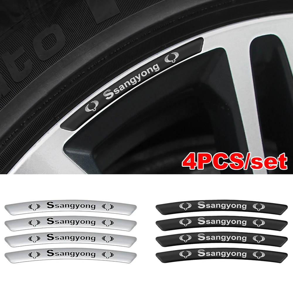 

4pcs Car Wheel Rim Sticker Hub Decals Badges Auto Decoration For SsangYong Actyon Turismo Rodius Rexton Korando Kyron Tivoli XLV