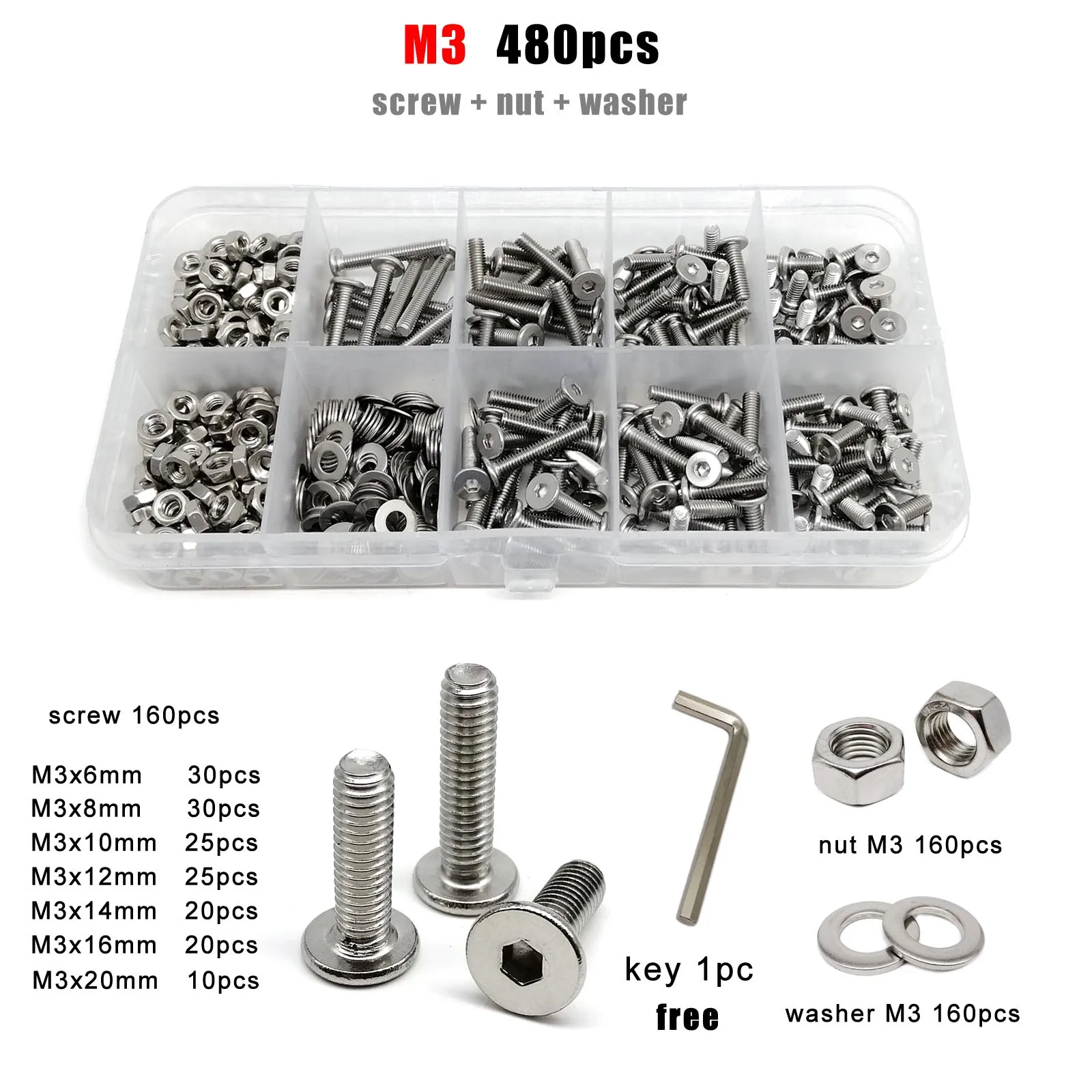 

Набор Ультратонких Болтов С Шестигранной Головкой M1.6-M8 Из Нержавеющей Стали 304 С Плоской Шайбой И Гайками Для Винтов Для ...
