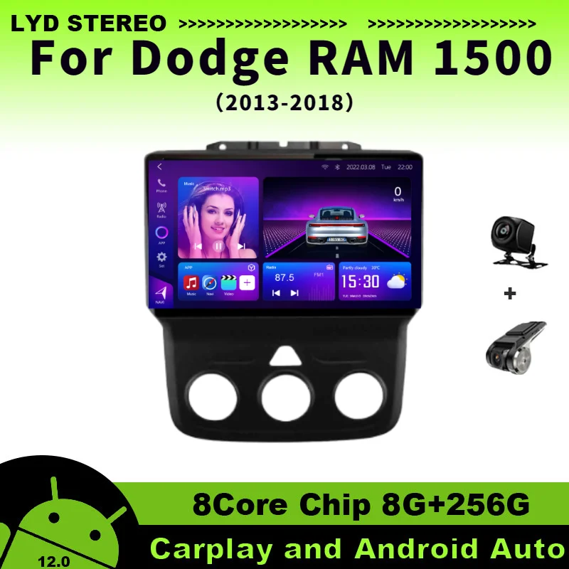 

LYD Sterro For Dodge RAM 1500 2013-2018 Car Radio Video Player GPS Navigation 8Core Chip 8G+256G Android 12 Bluetooth Multimedia