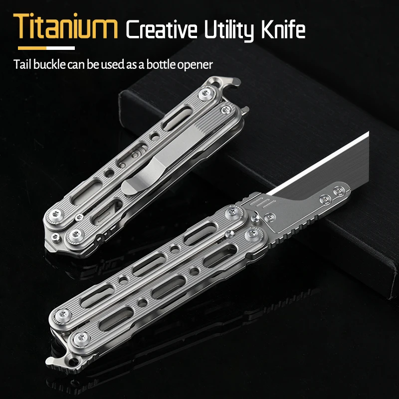 Utility knife titanium alloy bottle opener portable EDC express knife practice training knife outdoor multi-function tool knife