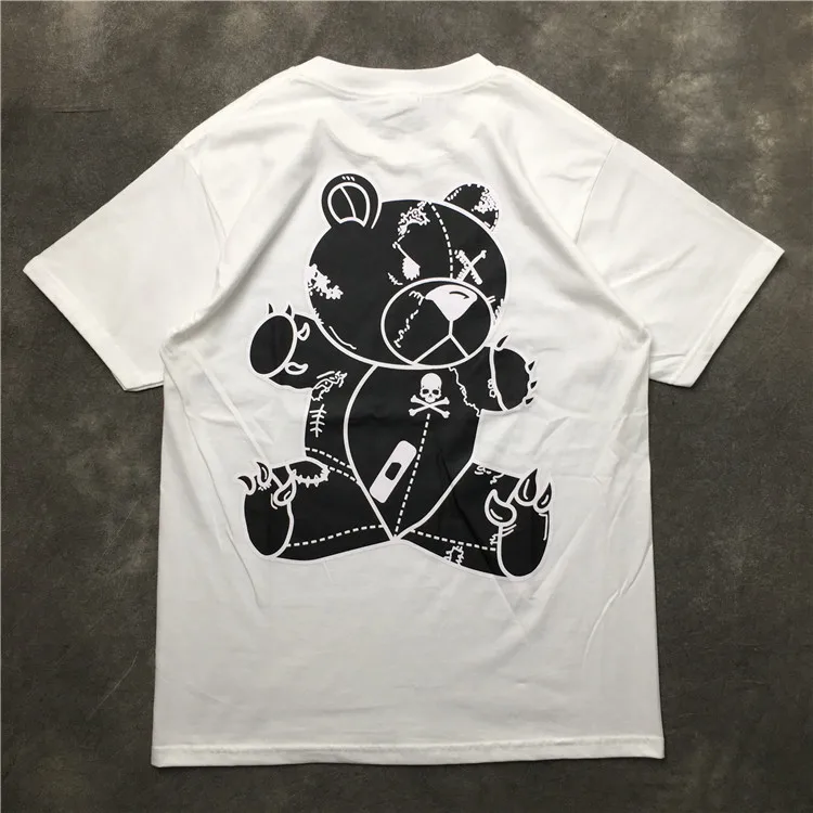 

New 2019 Line Bear Skull gentleman T Shirts T-Shirt Hip Hop Skateboard Street Cotton T-Shirts Tee Top kenye S-XXL #K46