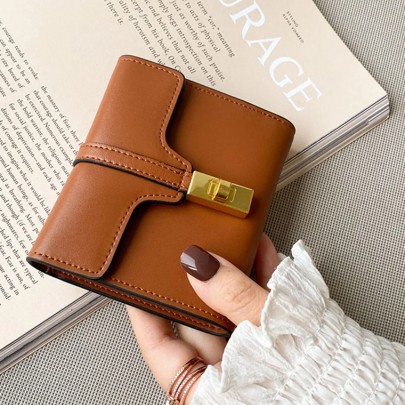 

Leather Wallet Ladies 2021 New Short Wallet Ins Trend Leather Personality High-end Exquisite Belt Handbags Women Bags Designer