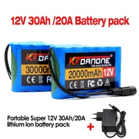 18650 12v 30000mah 3s2p capacity dc 12 6v 30ah 20ah portable rechargeable li ion battery for fishing lights charger