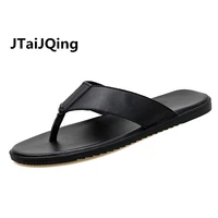 mens flip flops summer leather british wind and sandals slippers feet non slip thick bottom flat heel beach shoes slippers