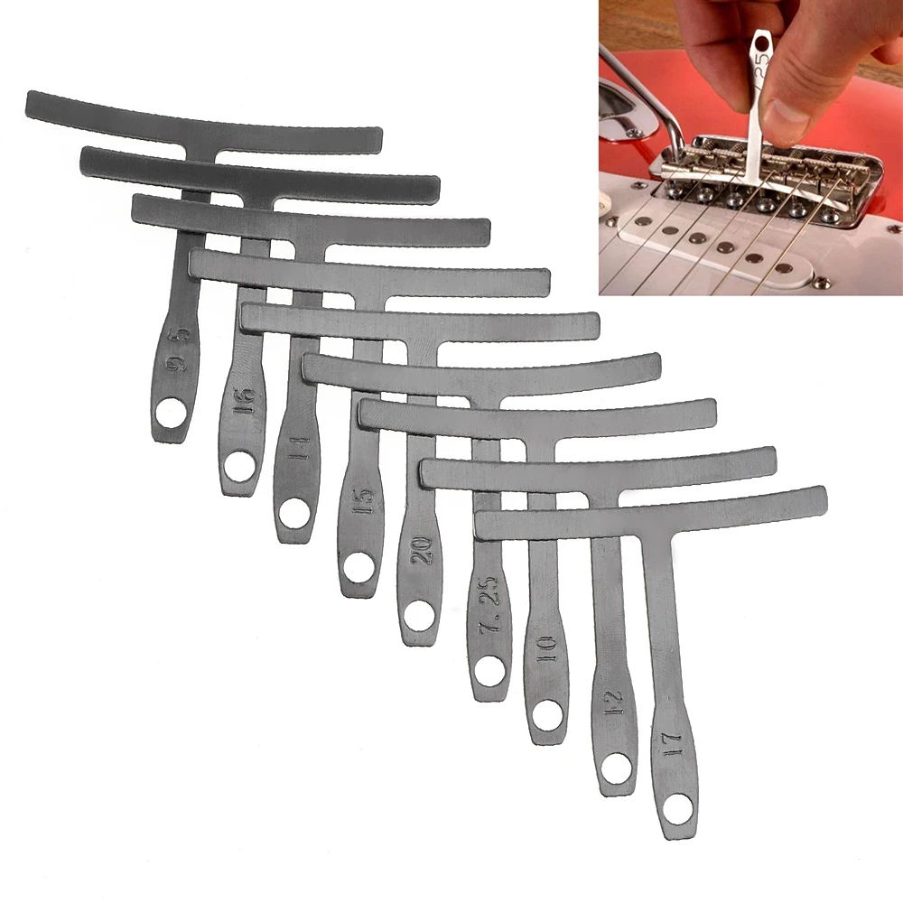 

9pcs Guitar Under String Radius Gauge Stainless Steel T-shaped Guitar Builder Luthier Tool for Bridge Saddle Repair Measure Tool