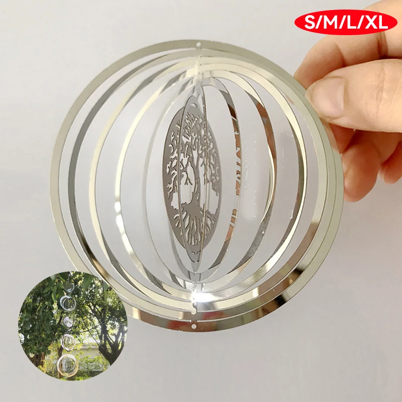

3D Round Rotating Wind Chimes Flowing-Light Effect Design Home Garden Decoration Wind Spinner Solaire Undefined Wind Decorations