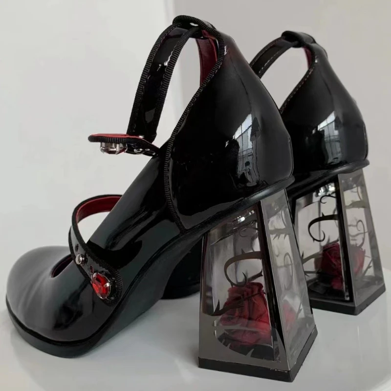 

Женские Туфли Мэри Джейн, летние элегантные туфли в стиле «лолита» на блочном каблуке, с круглым носком и французской пряжкой, 2023