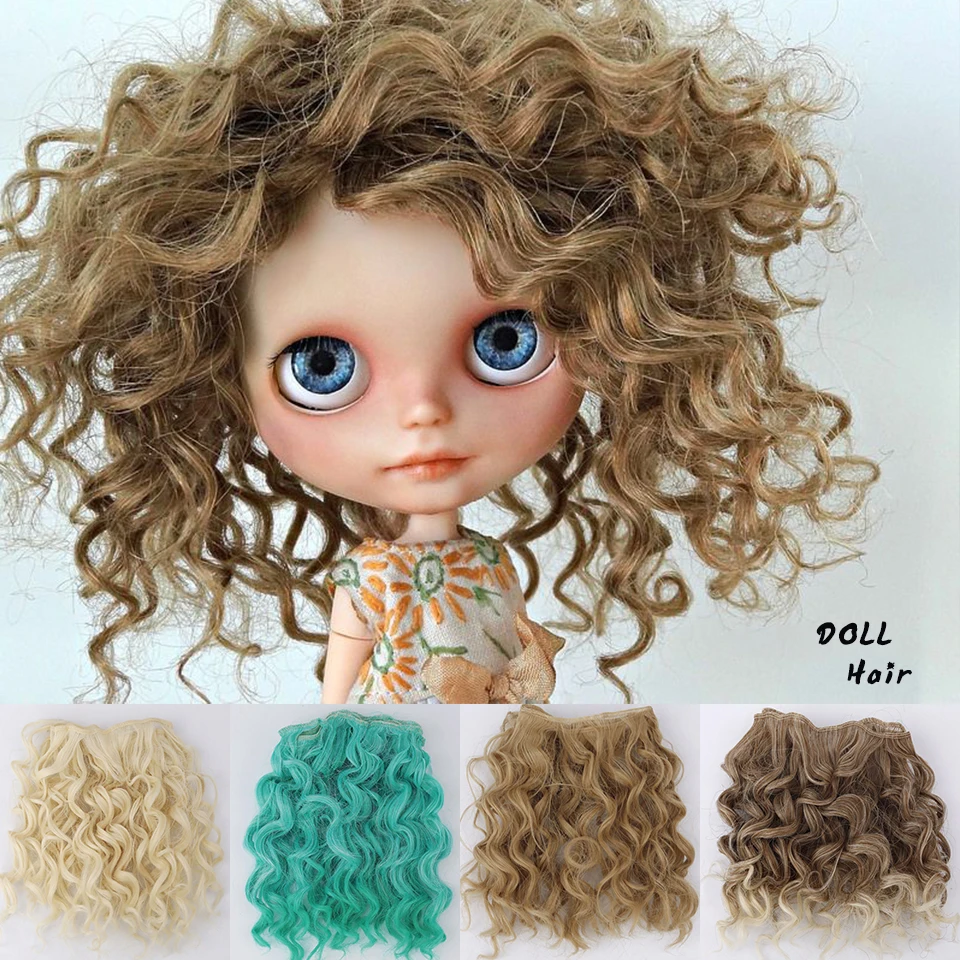 

Free Shipping 15cm Doll Wigs DIY Doll Curly Orange Black Blue Color Hair for 1/3 1/4 1/6 BJD SD Handmade Doll Hair