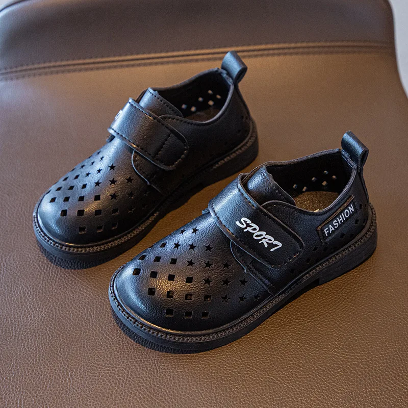 

COZULMA Children Boys Retro Classic Leather Shoes Summer Autumn Kids Boys Breathable Hook & Loop Casual Shoes Size 26-38