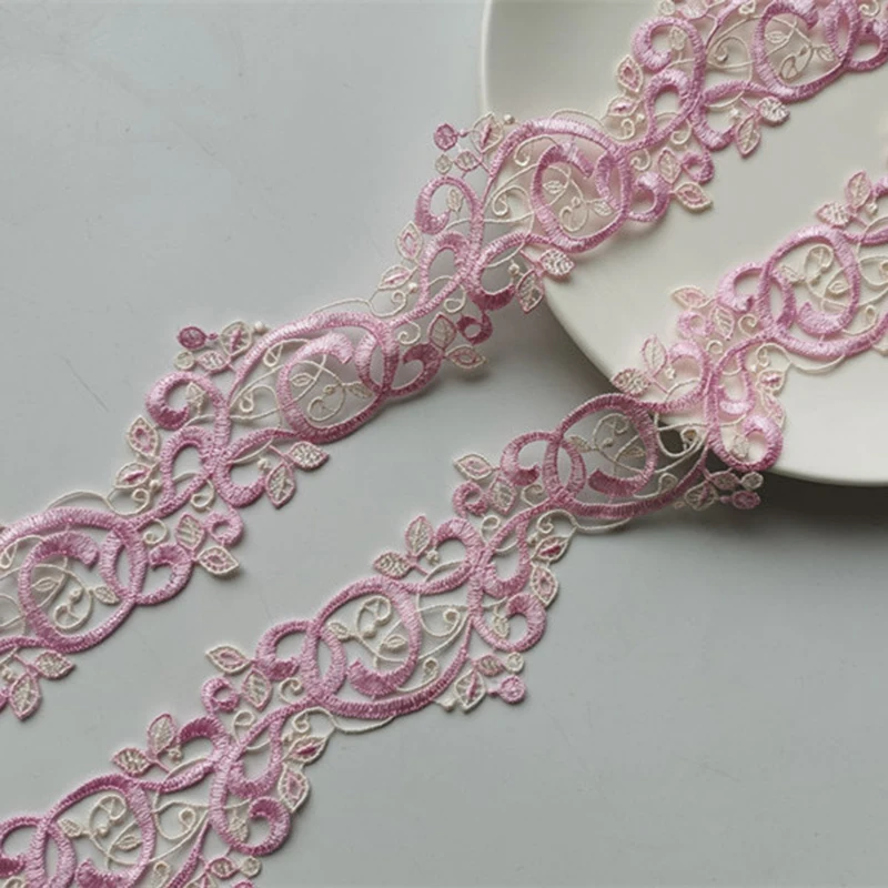 

10meters Pink Water Soluble Lace Trim for Fringe Trimmings Party Dress Patches Sewing Accessories Supplies