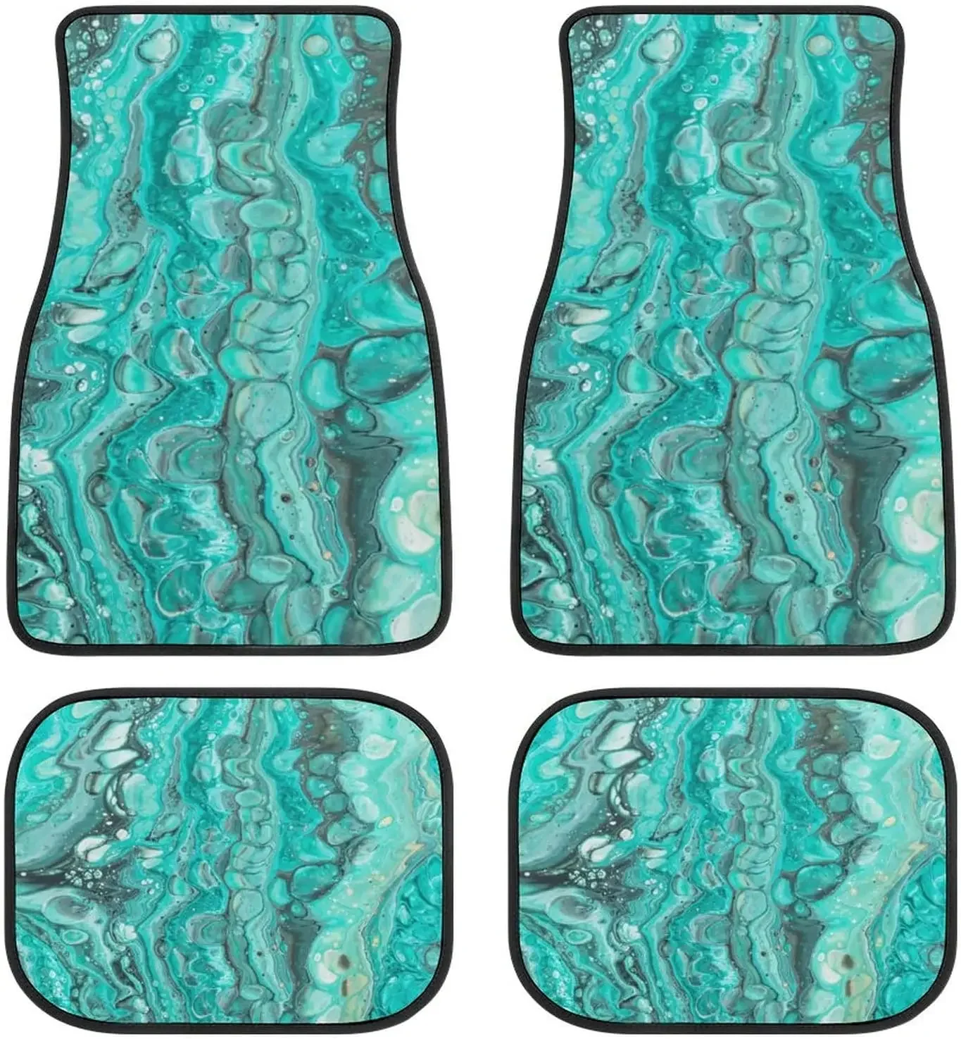 Автомобильный коврик из 4 предметов бирюзово-зеленый мрамор универсальный