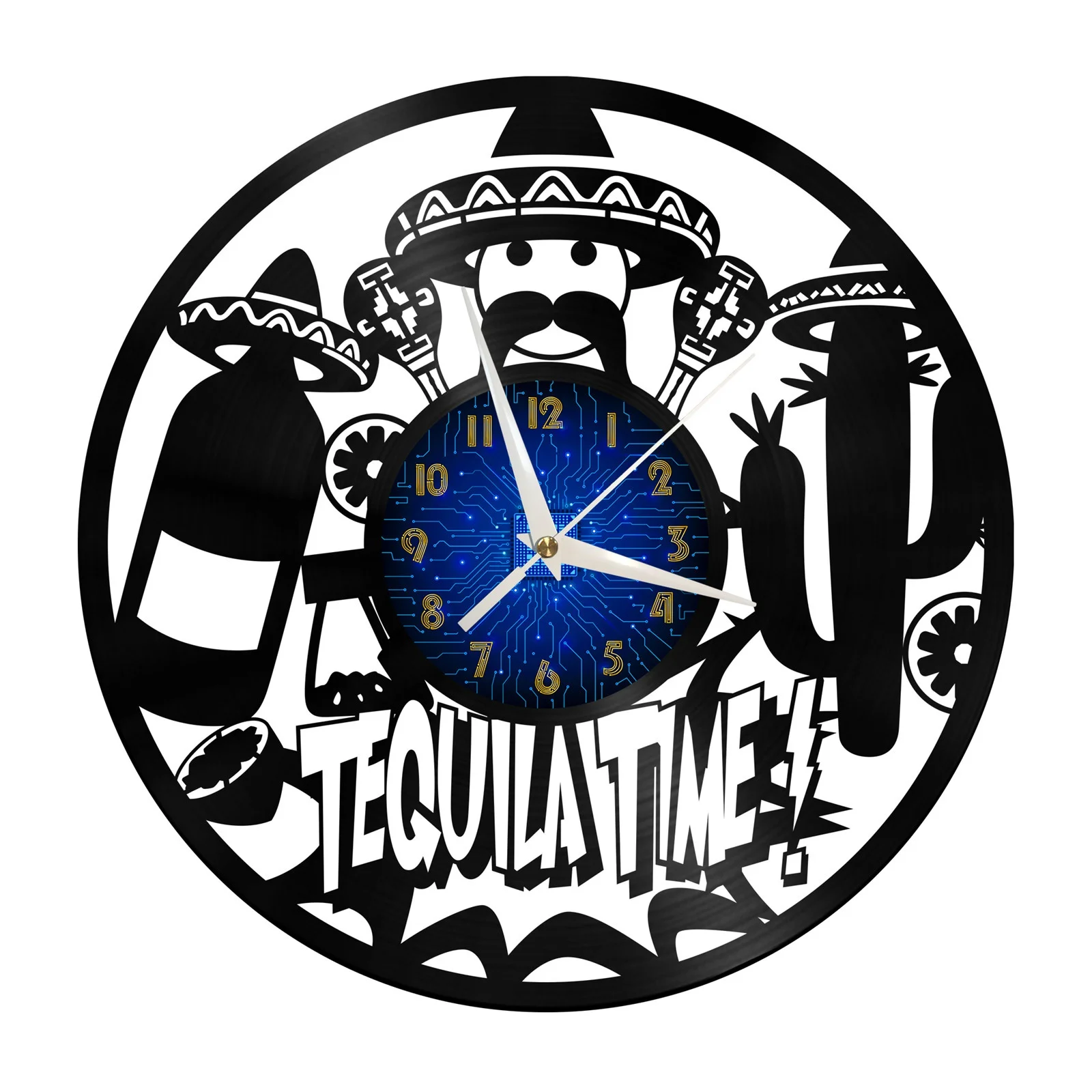 

Tequila Time Vinyl Record Wall Clock for Kitchen Wall Decor Wall Art