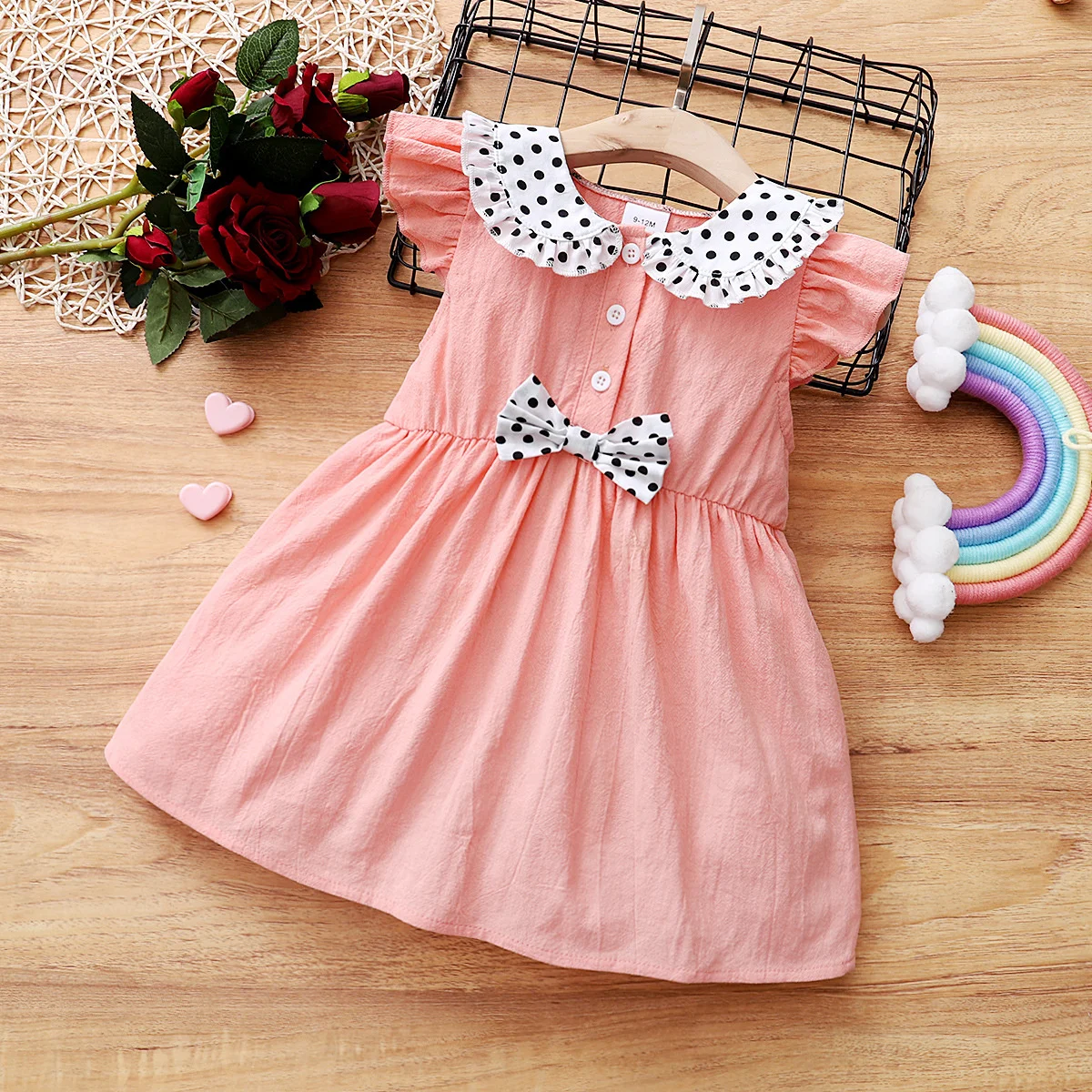 

Детский дешевый костюм, одежда для девочек, весна-осень, новинка, детское платье в горошек без рукавов, милая детская одежда в горошек для ма...