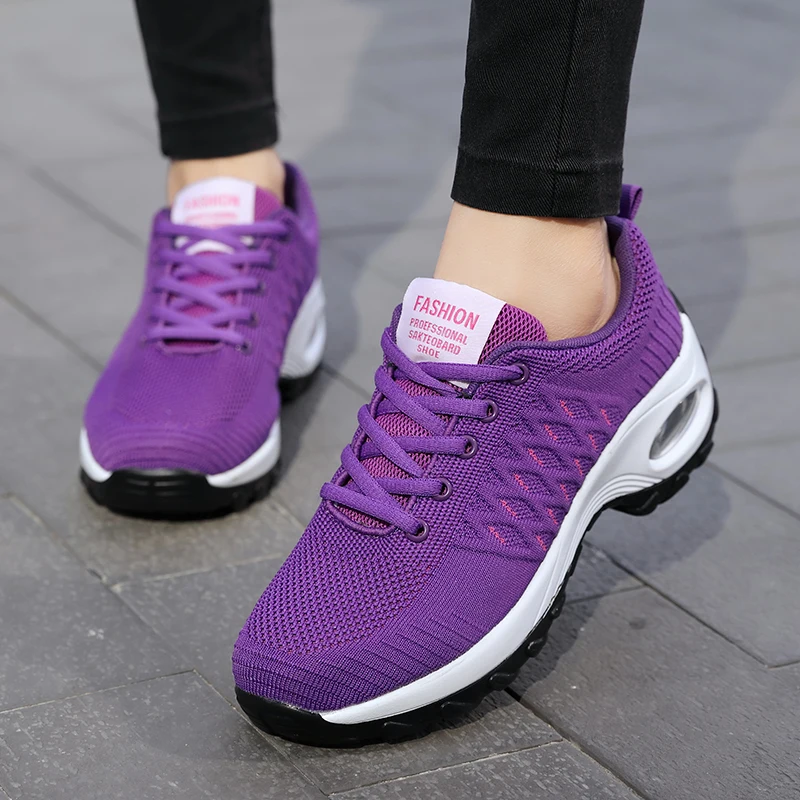 Womens Casual Outdoor Walking Jogging Shoes Shock Absorption Breathable Air Cushion Sports Shoes