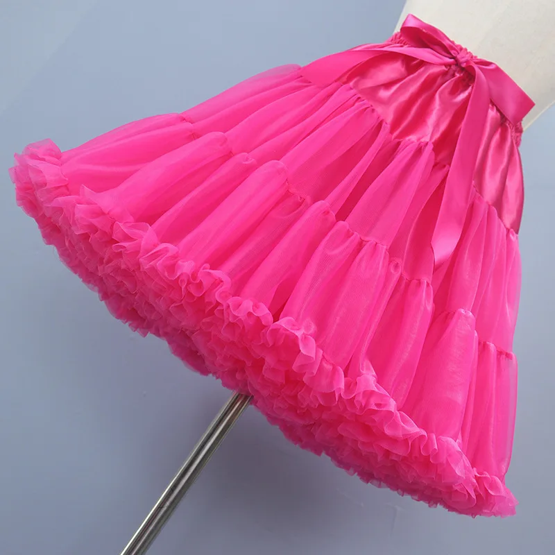 

Women Girl Ruffled Short Petticoat Lolita Solid Color Fluffy Bubble Tutu Skirt Puffy Half Slip Prom Crinoline Underskirt No Hoop