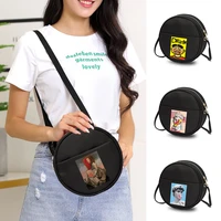 ladies fashion small round bag crossbody shoulder bags funny print series girl harajuku storage bag ladies cosmetic bags